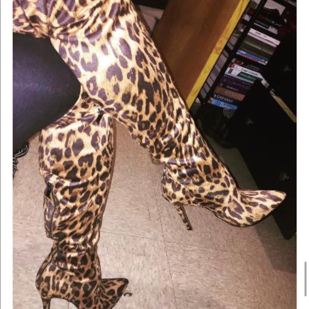 Leopard over the knee Boots 9.5